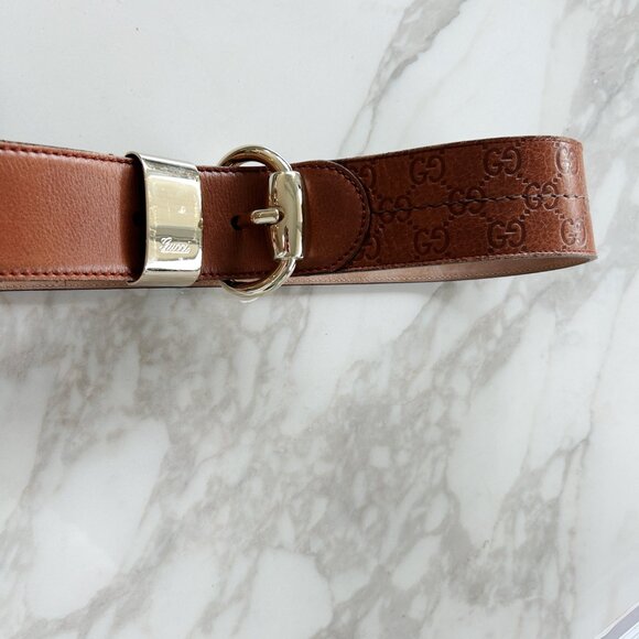 Gucci Brown Guccissima Leather Wide Buckle Belt 90CM - Picture 8 of 10